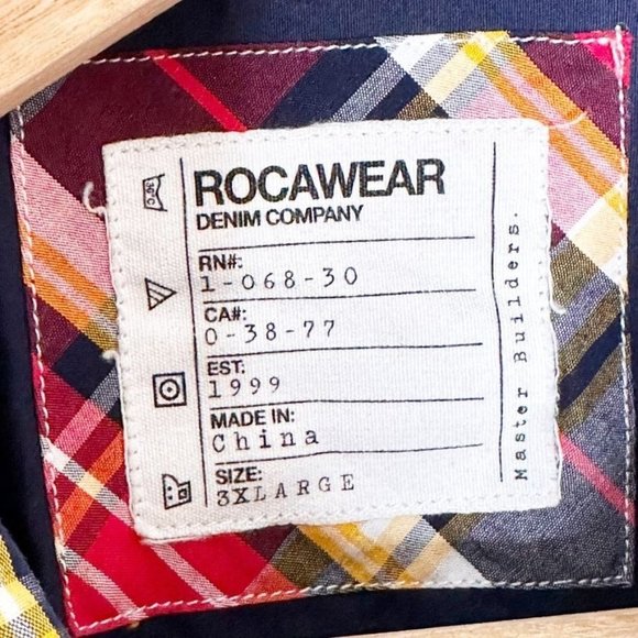 Rocawear Men's Button Down Shirt 3XL Short Sleeve Red Black Plaid Snap Buttons - Picture 4 of 10